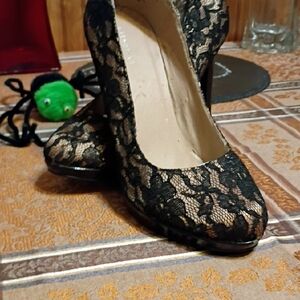 Attention Black Lace Women's Heels